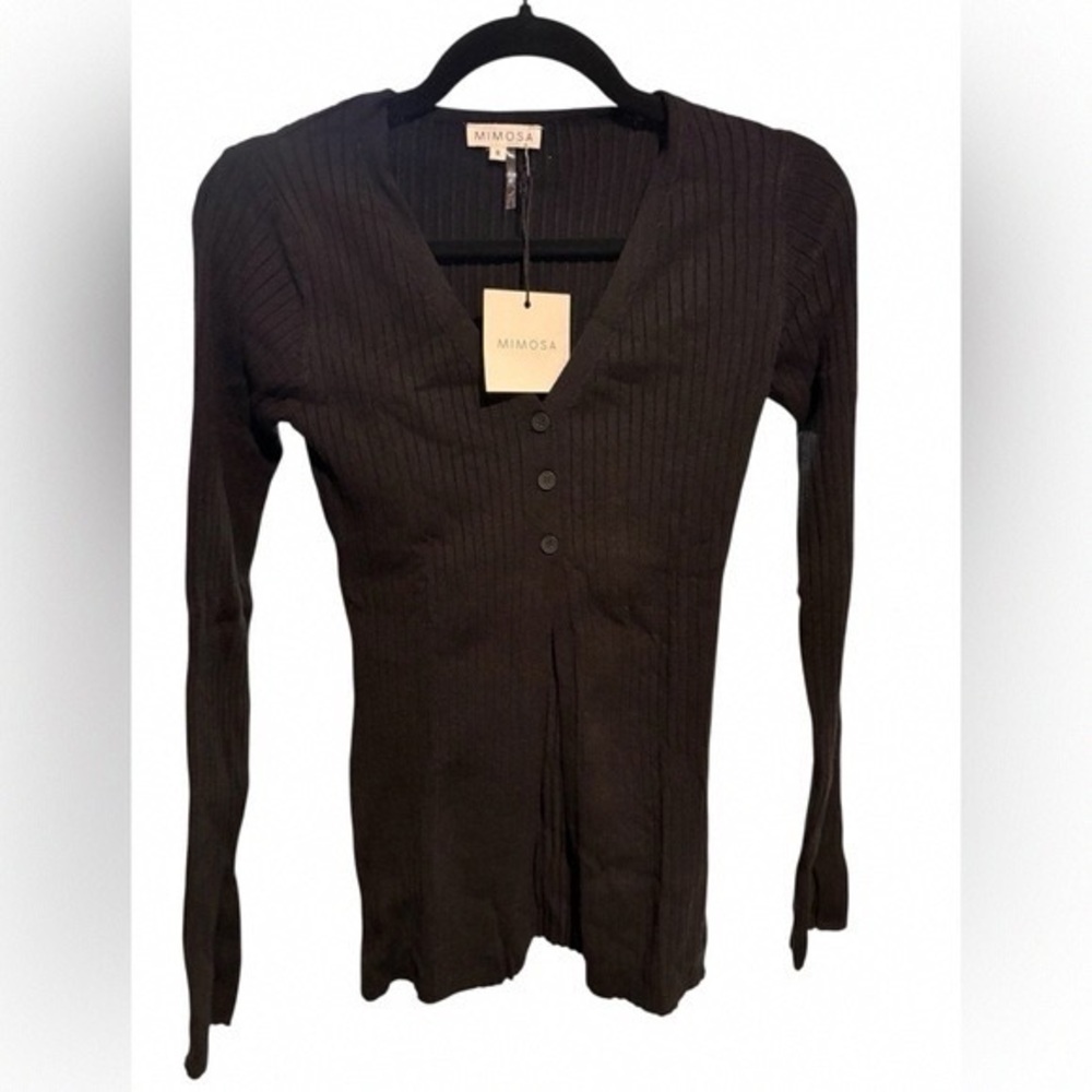 Mimosa Black Ribbed Cardigan
